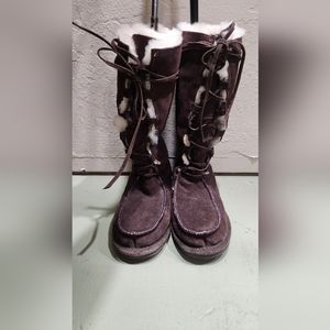 Bearpaw - lined boots, dark brown, size 7